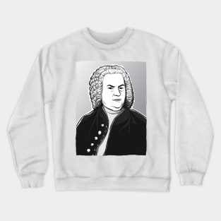 Johann Sebastian Bach portrait in black white and silver Crewneck Sweatshirt